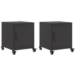 Berkfield Home Bedside Cabinets 2 pcs Black 36x39x43.5 cm Steel - thumbnail 1
