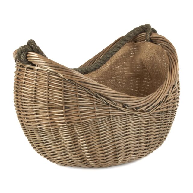 Red Hamper Wicker Antique Wash Rope Handled Carrying Basket in Brown - image 1