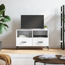 Berkfield Home TV Cabinet White 80x36x50 cm Engineered Wood - Size: 80 x 36 x 50 cm - thumbnail 1