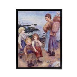 "Artery8 Mussel Fishers at Berneval Renoir Vintage Black Framed Canvas Wall Art - Size: W12"" x H16""" - thumbnail 1