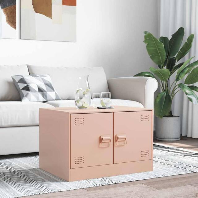 Berkfield Home Sturdy Coffee Table Pink 67x50x44 cm Steel - Size: 67 x 50 x 44 cm - image 1