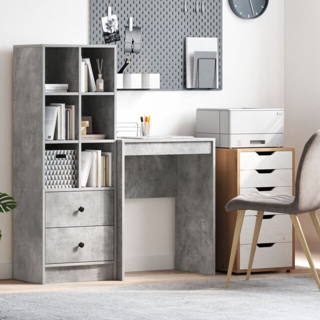 Berkfield Home Writing Desk Concrete grey Particle board 60 x 40 x 76 cm - image 1