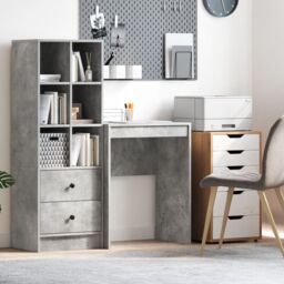Berkfield Home Writing Desk Concrete grey Particle board 60 x 40 x 76 cm