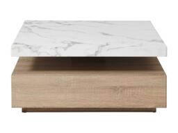 Vente-unique Swivel Coffee Table With 1 Drawer In MDF - White & Natural Marble in Light Oak - thumbnail 6