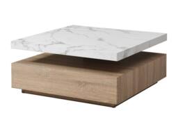 Vente-unique Swivel Coffee Table With 1 Drawer In MDF - White & Natural Marble in Light Oak - thumbnail 8