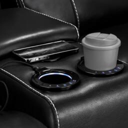 Furnishings For Less UK Orlando Leather Black Electric Reclining 2 Seater Centre Console - thumbnail 5