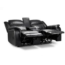 Furnishings For Less UK Orlando Leather Black Electric Reclining 2 Seater Centre Console - thumbnail 7