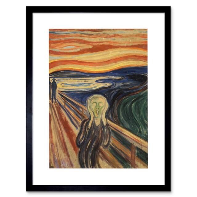 "Artery8 Edvard Munch Scream Artwork Old Master 12x16"" Framed Art Print in Orange - Size: W12"" x H16""" - image 1
