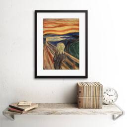 "Artery8 Edvard Munch Scream Artwork Old Master 12x16"" Framed Art Print in Orange - Size: W12"" x H16""" - thumbnail 2