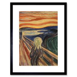 "Artery8 Edvard Munch Scream Artwork Old Master 12x16"" Framed Art Print in Orange - Size: W12"" x H16""" - thumbnail 1