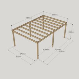 Rutland County Garden Furniture Ltd Garden Pergola 6 Posts - Wood - L300 x W600 x H270 cm - Rustic Brown in Light Green - thumbnail 5