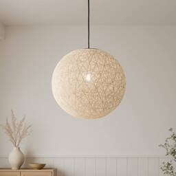CGC Lighting Clara Cream Large 40cm Round Globe Rattan Weave Lampshade - thumbnail 3