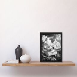 Artery8 Dog Lover Beagle in Floral Meadow Bathtub Surreal Framed Art Print in Grey - Size: A4 - thumbnail 4
