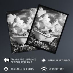 Artery8 Dog Lover Beagle in Floral Meadow Bathtub Surreal Framed Art Print in Grey - Size: A4 - thumbnail 2