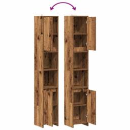 Berkfield Home Bathroom Cabinet Old Wood 30x30x183.5 cm Engineered Wood in Brown - thumbnail 8