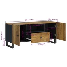 Berkfield Home TV Cabinet 105x33.5x46 cm Solid Wood Mango&Engineered Wood in Brown - thumbnail 9