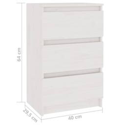 Berkfield Home Elegant Bedside Cabinet White 40x29.5x64 cm Solid Pine Wood - thumbnail 7