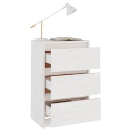Berkfield Home Elegant Bedside Cabinet White 40x29.5x64 cm Solid Pine Wood - thumbnail 1