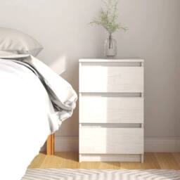 Berkfield Home Elegant Bedside Cabinet White 40x29.5x64 cm Solid Pine Wood - thumbnail 2