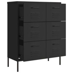 Berkfield Home Drawer Cabinet Black 80x35x101.5 cm Steel - thumbnail 6