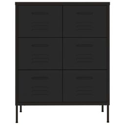 Berkfield Home Drawer Cabinet Black 80x35x101.5 cm Steel - thumbnail 3