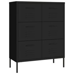 Berkfield Home Drawer Cabinet Black 80x35x101.5 cm Steel - thumbnail 2