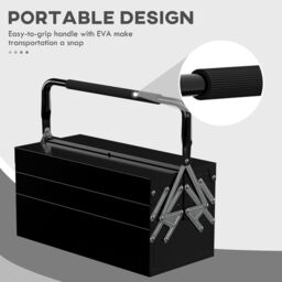 DURHAND 3 Tier Metal Toolbox with 5 Tray Carry Handle in Black - Size: Small - thumbnail 4