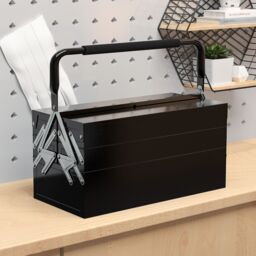 DURHAND 3 Tier Metal Toolbox with 5 Tray Carry Handle in Black - Size: Small - thumbnail 1