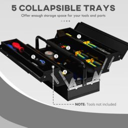 DURHAND 3 Tier Metal Toolbox with 5 Tray Carry Handle in Black - Size: Small - thumbnail 6