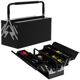 DURHAND 3 Tier Metal Toolbox with 5 Tray Carry Handle in Black - Size: Small - thumbnail 2