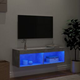 Berkfield Home TV Cabinet with LED Lights Concrete Grey 100x30x30 cm - Size: 100 x 30 x 30 cm - thumbnail 3