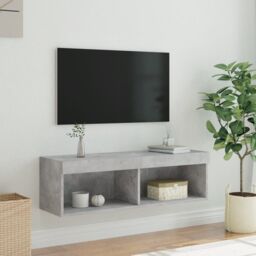 Berkfield Home TV Cabinet with LED Lights Concrete Grey 100x30x30 cm - Size: 100 x 30 x 30 cm - thumbnail 5