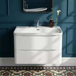 Balterley Arch Bathroom Wall Hung 2 Drawer Vanity, Ceramic Basin, White, 800mm in White - thumbnail 6
