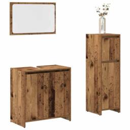 Berkfield Home 3 Piece Bathroom Furniture Set Old Wood Engineered Wood in Brown - thumbnail 2