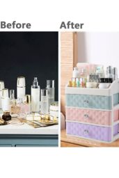 Living and Home 4 Tier Cosmetic Storage Makeup Organizer Box for Dresser Bathroom Bedroom - thumbnail 3