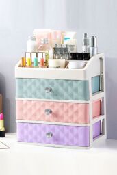 Living and Home 4 Tier Cosmetic Storage Makeup Organizer Box for Dresser Bathroom Bedroom - thumbnail 1