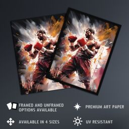 "Artery8 Wall Art Print The Contender Boxing Heavyweight Champion Of The World Action Artwork Man Cave Poster in Brown - Size: W24"" x H32""" - thumbnail 2
