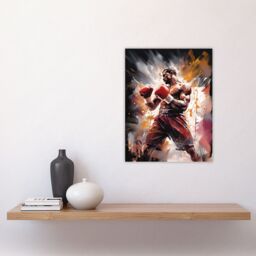 "Artery8 Wall Art Print The Contender Boxing Heavyweight Champion Of The World Action Artwork Man Cave Poster in Brown - Size: W24"" x H32""" - thumbnail 4