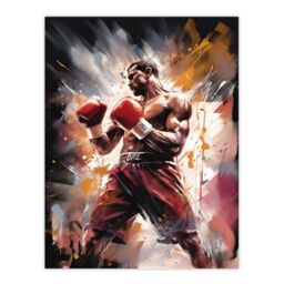"Artery8 Wall Art Print The Contender Boxing Heavyweight Champion Of The World Action Artwork Man Cave Poster in Brown - Size: W24"" x H32""" - thumbnail 1