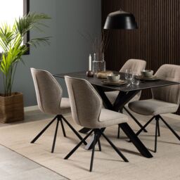 Furniture To Go Heaven Dining Table with Ceramic Black/White/Brown/Grey Top 135cm in Black - thumbnail 4