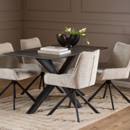 Furniture To Go Heaven Dining Table with Ceramic Black/White/Brown/Grey Top 135cm in Black - thumbnail 5