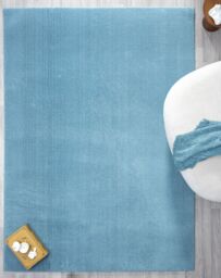 Desire Rugs Comfy Washable Low Pile Living Room Area Rug - Anti-Slip Felt Backing in Blue - Size: 100 cm diameter - thumbnail 7