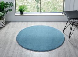 Desire Rugs Comfy Washable Low Pile Living Room Area Rug - Anti-Slip Felt Backing in Blue - Size: 100 cm diameter - thumbnail 5