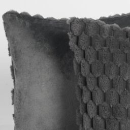 OHS 2 Pack Waffle Faux Fur Cushion Covers - 45 x 45cm in Charcoal - Size: 45 cm x 45 cm - thumbnail 4