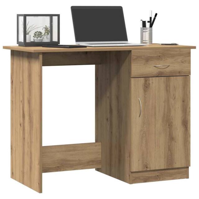 Berkfield Home Modern Desk Artisan Oak 100x50x76 cm Engineered Wood in Brown - Size: 100 x 50 x 76 cm - image 1