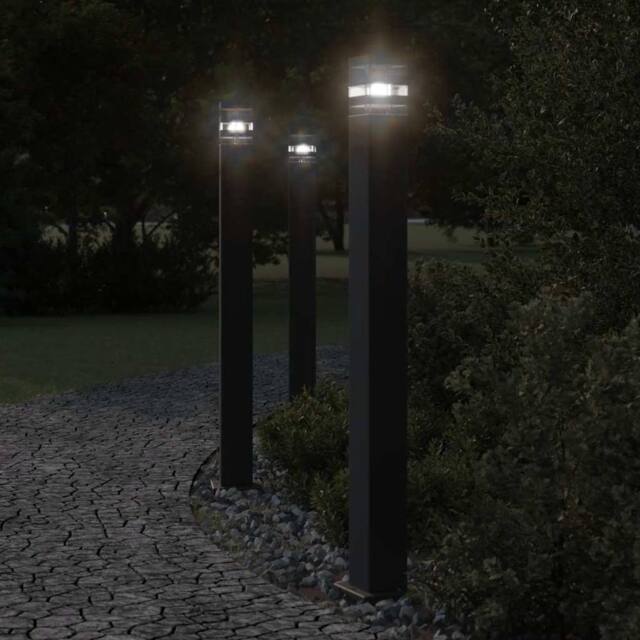 Berkfield Home Outdoor Floor Lamps with Sensors 3pcs Black 110 cm Aluminium - image 1