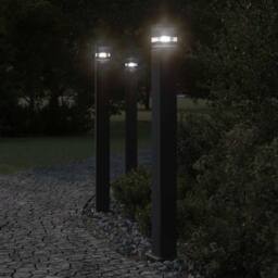 Berkfield Home Outdoor Floor Lamps with Sensors 3pcs Black 110 cm Aluminium - thumbnail 1