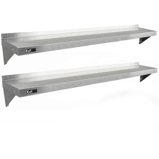 Monstershop 2 x KuKoo Stainless Steel Shelves 1940mm x 300mm in Silver - image 1