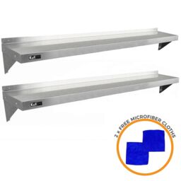 Monstershop 2 x KuKoo Stainless Steel Shelves 1940mm x 300mm in Silver - thumbnail 6