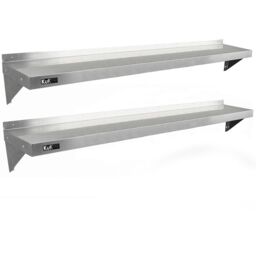 Monstershop 2 x KuKoo Stainless Steel Shelves 1940mm x 300mm in Silver